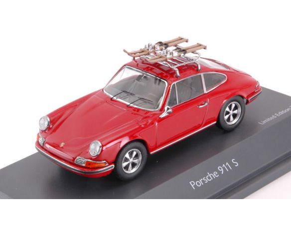 Schuco SH2587 PORSCHE 911S RED C/PORTASCI LIM.750 1:43 Modellino