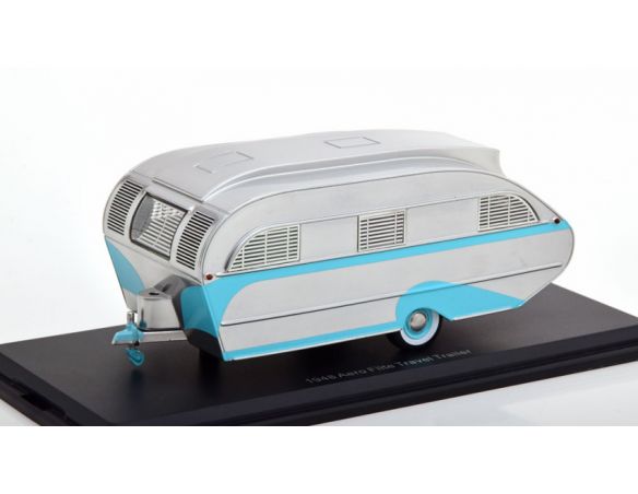 Neo Scale Models NEO47261 AERO FLITE FALCON TRAVEL TRAILER SILVER/TURQUOISE 1:43 Modellino