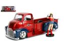 JADA TOYS JADA30453 WONDER WOMAN W/1952 CHEVY COE PICK UP METALLIC RED 1:24 Modellino