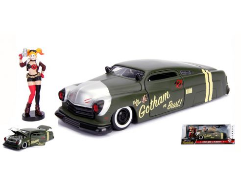 JADA TOYS JADA30456 HARLEY QUINN W/1951 MERCURY MATT DARK GREEN 1:24 Modellino