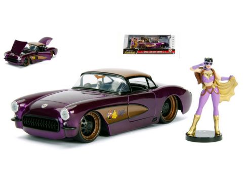 JADA TOYS JADA30457 BATGIRL W/1957 CHEVY CORVETTE VIOLET/BRONZE 1:24 Modellino