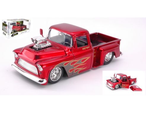 JADA TOYS JADA30713 CHEVY STEPSIDE 1955 METALLIC RED W/FLAMES 1:24 Modellino