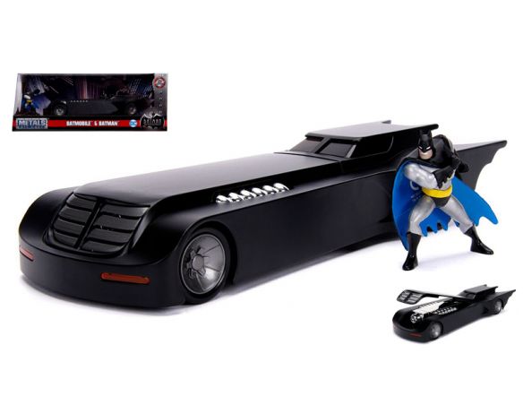 JADA TOYS JADA30916 BATMOBILE W/BATMAN FIGURE ANIMATED TV SERIES 1:24  Modellino