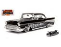 JADA TOYS JADA99965BK CHEVY BEL AIR 1957 BLACK W/WHITE FLAMES 1:24 Modellino