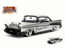 Jada JADA99965S CHEVY BEL AIR 1957 SILVER W/BLACK FLAMES 1:24 Modellino