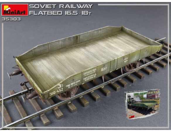 Miniart MIN35303 SOVIET RAILWAY FLATBED 16.5-18 t KIT 1:35 Modellino