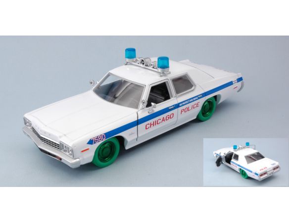 Greenlight GREEN84012B DODGE MONACO 1975 BLUES BROTHERS CHICAGO POLICE 1980 GREEN WHEELS 1:24 Modellino