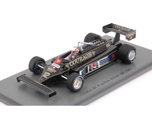 Spark Model S5351 LOTUS 87 N.MANSELL 1981 N.12 PRACTICE BRITISH GP 1:43 Modellino