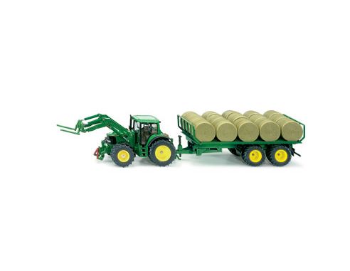 Sky Marks SK3862 TRATTORE JOHN DEERE C/FORCHE E RIMORCHIO C/ROTOBALL 1:32 Modellino