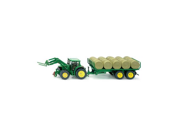 Sky Marks SK3862 TRATTORE JOHN DEERE C/FORCHE E RIMORCHIO C/ROTOBALL 1:32 Modellino