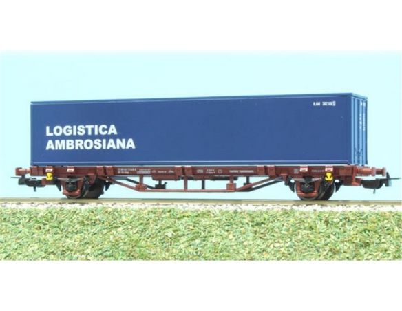 Piko 97025 FS Carro pianale con container "Logistica Ambrosiana" H0 1:87 Modellino