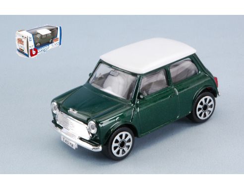 BBURAGO BU30044G MINI COOPER 1969 GREEN W/WHITE ROOF 1:43 Modellino