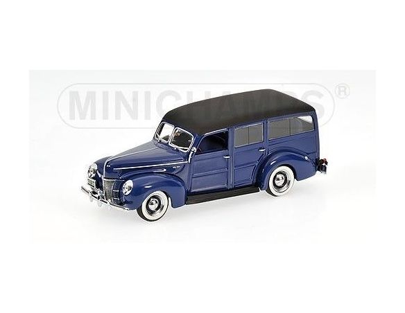Minichamps PM400082112 FORD V 8 DELUXE WOODY 1940 BLUE 1:43 Modellino