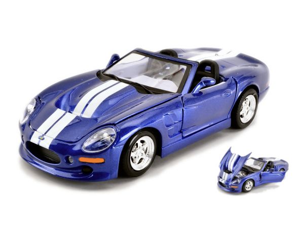 Maisto MI31277B SHELBY SERIES ONE CABRIOLET 1999 BLUE W/WHITE STRIPES 1:24 Modellino