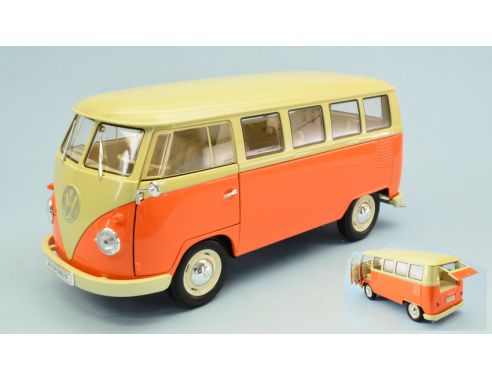 Welly WE18054RED VW T1 BUS ORANGE W/CREAM ROOF 1:18 Modellino