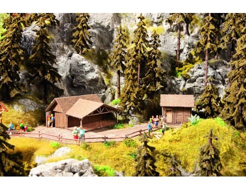 Noch 66704 H0  - Granaio con tettoia e ricovero attrezzi (2 pz) Modellino