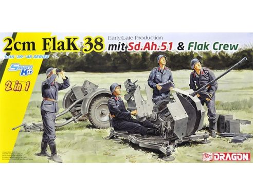 Dragon D6942 2 cm FLAK 38 EARLY/LATE PRODUCTION KIT 1:35 Modellino