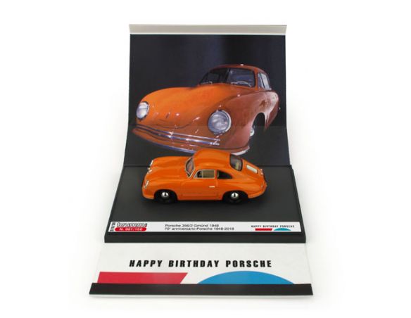 Brumm BMS1830 PORSCHE 356/2 GMUND 1948 HAPPY BIRTHDAY PORSCHE 70.mo ANNIV.PORSCHE 1:43 Modellino