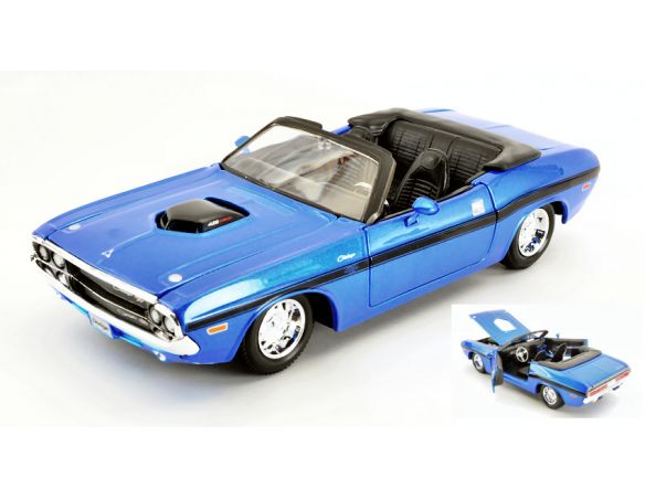 Maisto MI31264BL DODGE CHALLENGER R/T CONVERTIBLE 1970 BLUE 1:24 Modellino