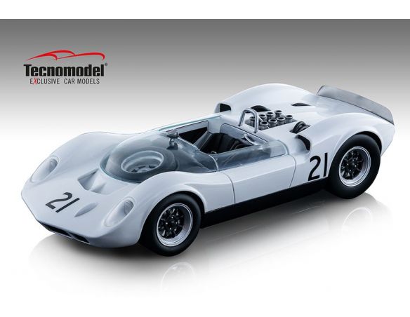 Tecnomodel TMD1886C MCLAREN ALVA MARK 1 N.21 GUARD TROPHY BRAND HATCH 1965 G.HILL 1:18 Modellino