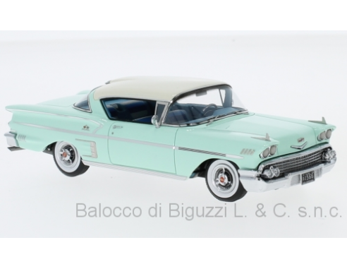 Neo Scale Models NEO49566 CHEVROLET BELAIR IMPALA COUPE HARDTOP 1958 LIGHT GREEN/WHITE  1:43 Modellino