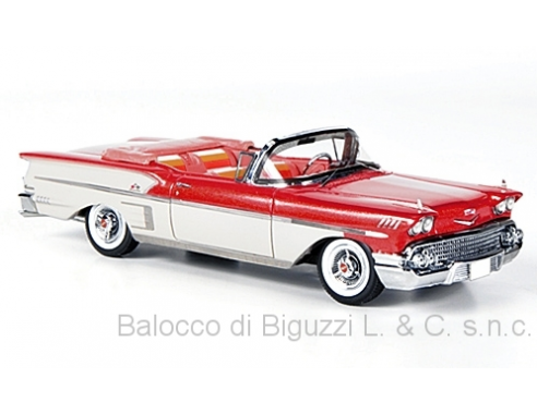 Neo Scale Models NEO49567 CHEVROELT BELAIR IMPALA CONVERTIBLE 1958 RED/WHITE 1:43 Modellino