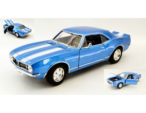 Hot Wheels LDC92188BL CHEVROLET CAMARO Z 28 1967 BLUE W/WHITE STRIPES 1:18 Modellino