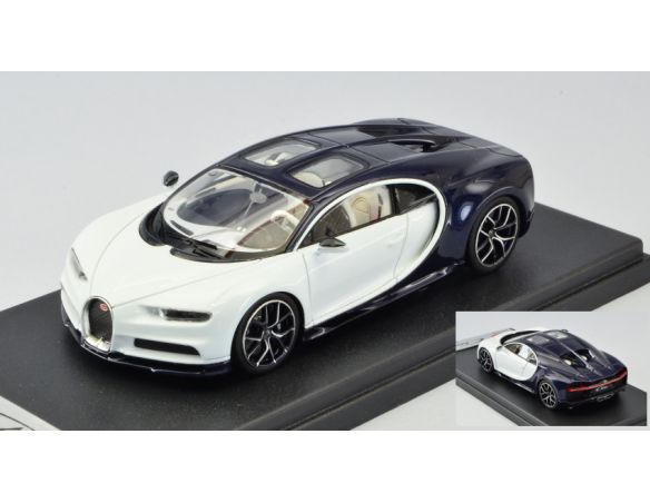 Looksmart LS494C BUGATTI CHIRON SKYVIEW GLACIER WHITE/LAKE BLUE MET.1:43 Modellino