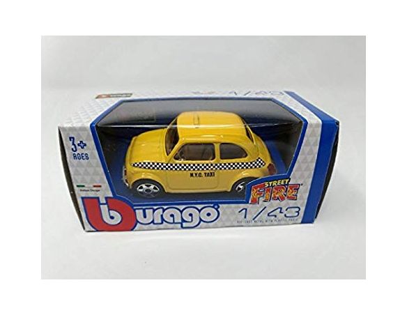 Bburago BU00708 Fiat 500 Taxi giallo Street Fire 1:43 Modellino