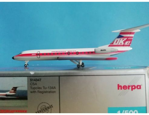 Herpa 514347 CSA Tupolev TU-134A 1:500 Aereo Modellino