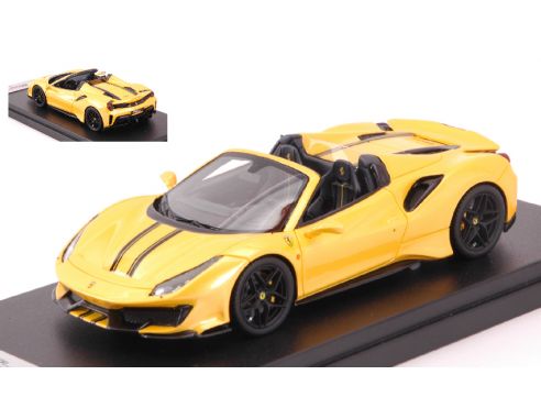 Looksmart LS496D FERRARI 488 PISTA SPIDER GIALLO TRISTRATO W/BLACK STRIPES 1:43 Modellino