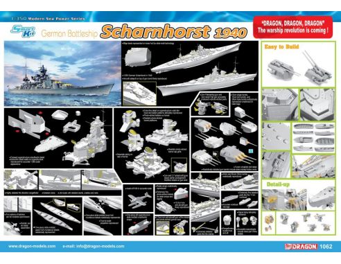 Dragon D1062 GERMAN BATTLESHIP SCHARNHOST 1940 KIT 1:350 Modellino