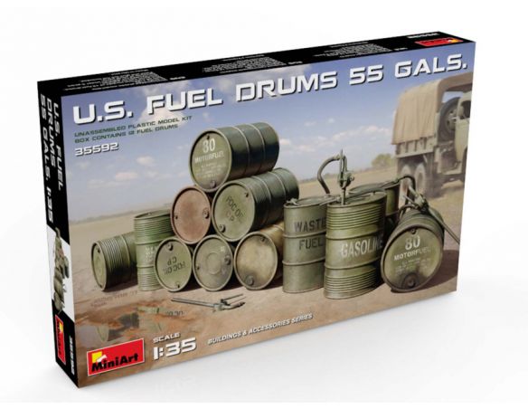 Miniart MIN35592 U.S.FUEL DRUMS (55 Gals.) KIT 1:35 Modellino