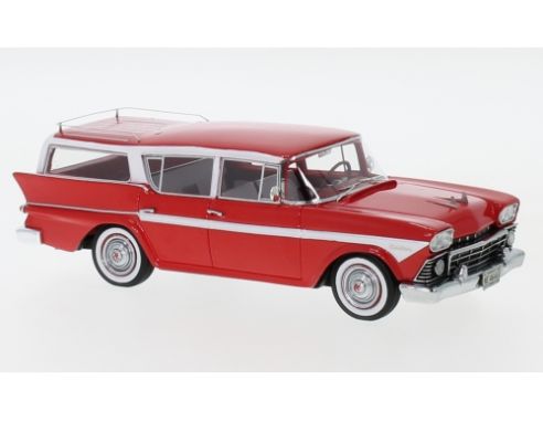 Neo Scale Models NEO44666 RAMBLER CUSTOMS CROSS COUNTRY 6 STATION WAGON RED/WHITE 1:43 Modellino