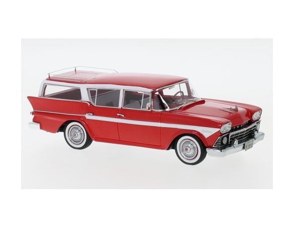 Neo Scale Models NEO44666 RAMBLER CUSTOMS CROSS COUNTRY 6 STATION WAGON RED/WHITE 1:43 Modellino