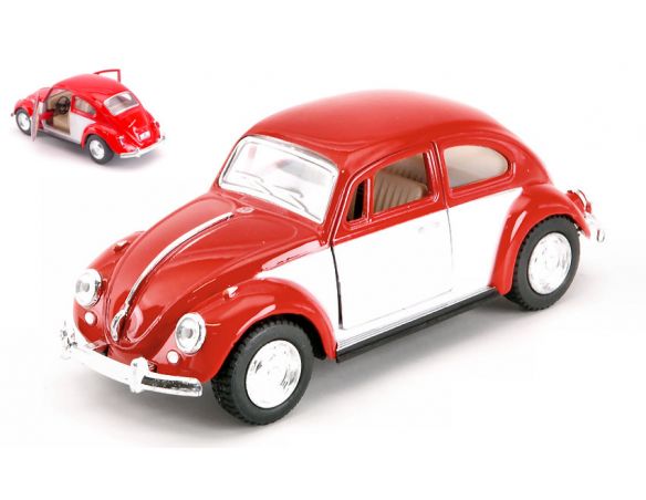 KINSMART KT5373WR VW CLASSICAL BEETLE 1967 WHITE/RED 1:32 Modellino