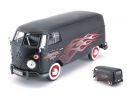 Motormax MTM79567 VW TYPE 2 (T1) DELIVERY VAN CUSTOM GARAGE MATT BLACK W/FLAMES 1:24 Modellino