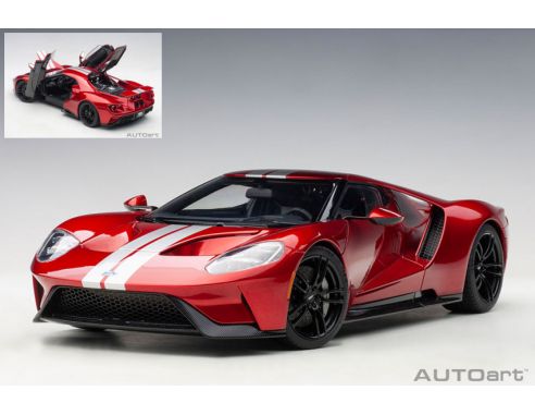 AUTOART AA72943 FORD GT 2017 LIQUID RED & SILVER STRIPES 1:18 Modellino