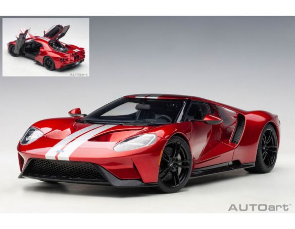 AUTOART AA72943 FORD GT 2017 LIQUID RED & SILVER STRIPES 1:18 Modellino