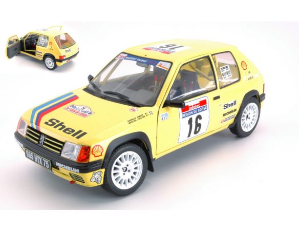 Solido SL1801705 PEUGEOT 205 N.16 12th T.DE CORSE 1990 F.DOENLEN-EVELYNE MERCIOL 1:18 Modellino