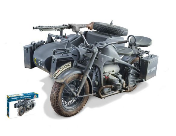 Italeri IT7406 ZUNDAPP KS 750 W/SIDECAR KIT 1:9 Modellino