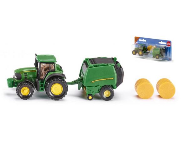 Sky Marks SK1665 TRATTORE JOHN DEERE + PRESSABALLE ROUND BALER 1:87 Modellino