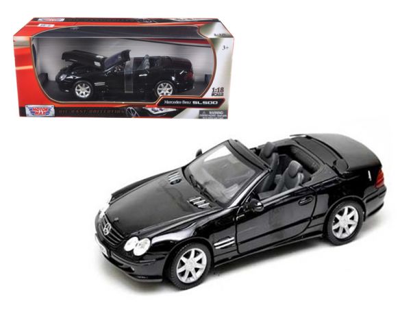 Motor Max 73130 Mercedes-Benz SL500 Nera 2002 1:18 Modellino Scatola Rovinata