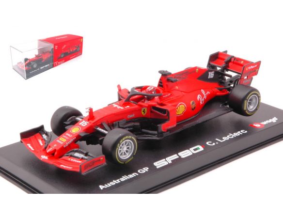 Bburago BU36814L FERRARI SF90 CHARLES LECLERC 2019 N.16 AUSTRALIAN GP SIGNATURE 1:43 Modellino