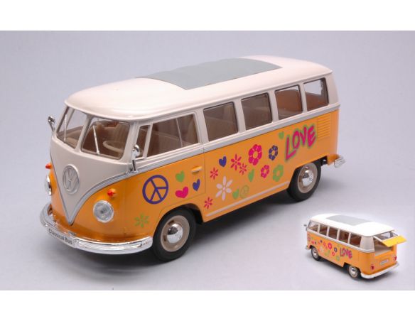 Welly WE22095A3 VW T1 BUS YELLOW/WHITE FLOWER POWER 1:24 Modellino
