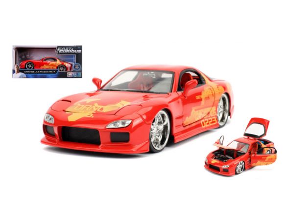 JADA TOYS JADA30747 ORANGE JLS MAZDA RX-7  FAST & FURIOUS 1:24 Modellino