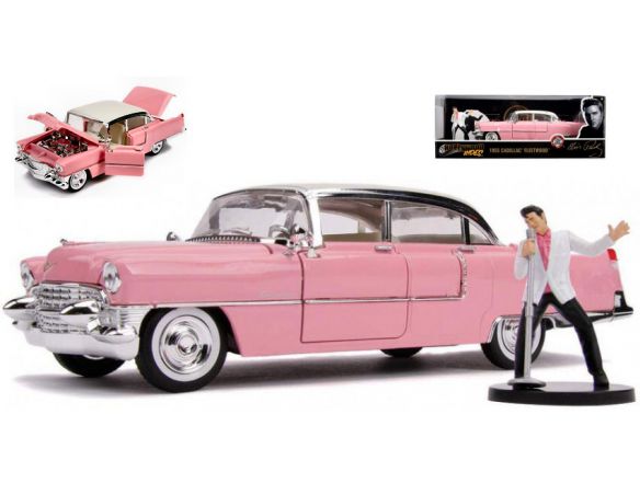JADA TOYS JADA31007 CADILLAC FLEETWOOD 1955 W/ELVIS PRESLEY 1:24 Modellino