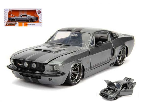 JADA TOYS JADA31452GY SHELBY GT-500 1967 GREY W/BLACK STRIPES 1:24 Modellino