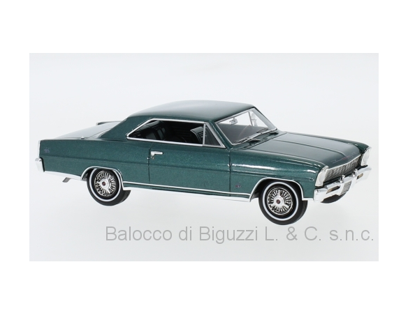 Neo Scale Models NEO47235 CHEVROLET NOVA SS HARDTOP 1966 MET.DARK GREEN 1:43 Modellino
