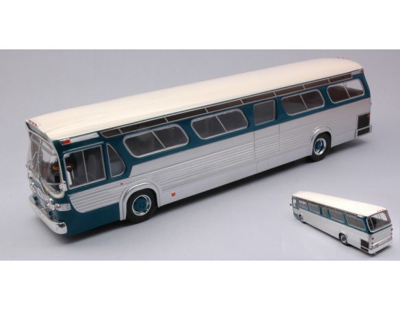 IXO MODEL BUS013 GMC NEW LOOK FISHBOWL 1969 GREEN/BEIGE 1:43 Modellino